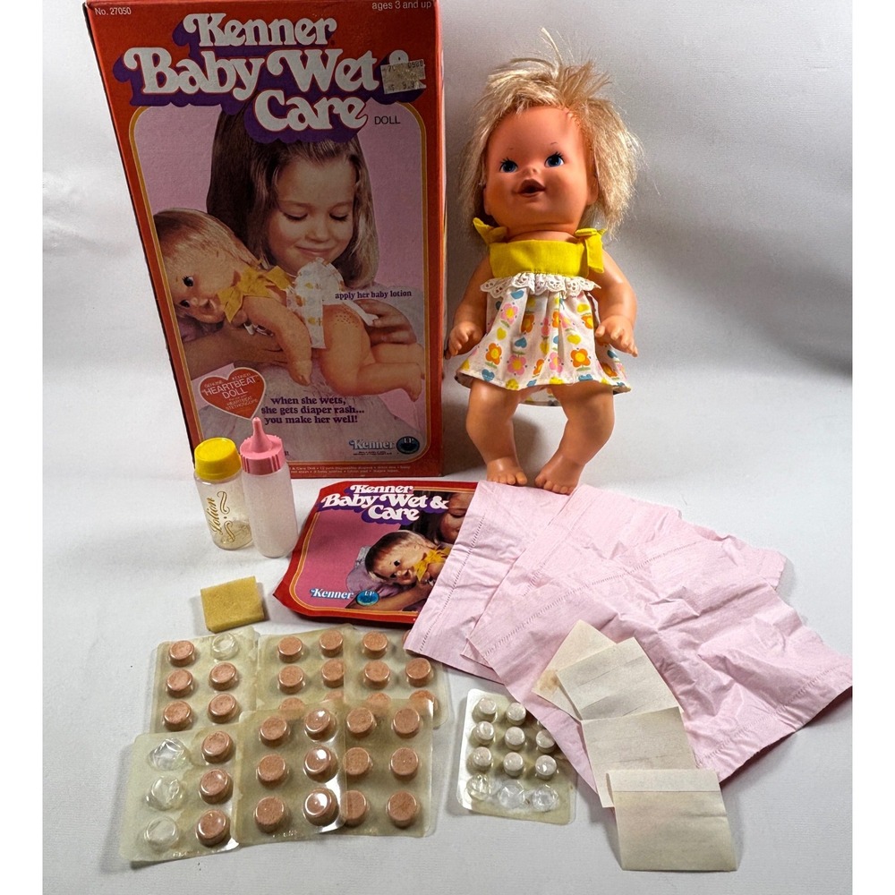 Vintage Kenner Baby Wet & Care Doll Diaper Rash Original Box Accessories 27050
